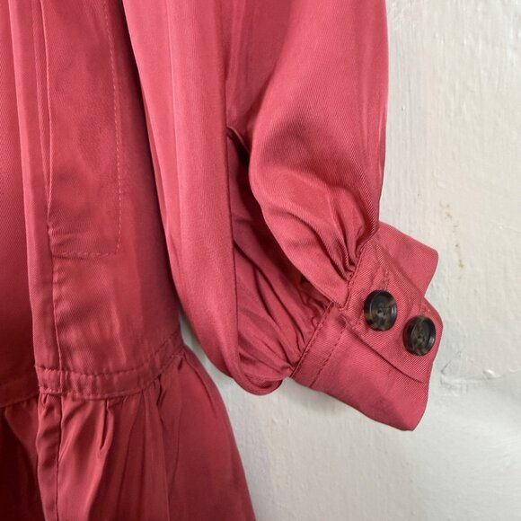 BANANA REPUBLIC Women’s Utility Dress Orange-Pink Size XS Long Sleeve Oversized - Picture 6 of 10